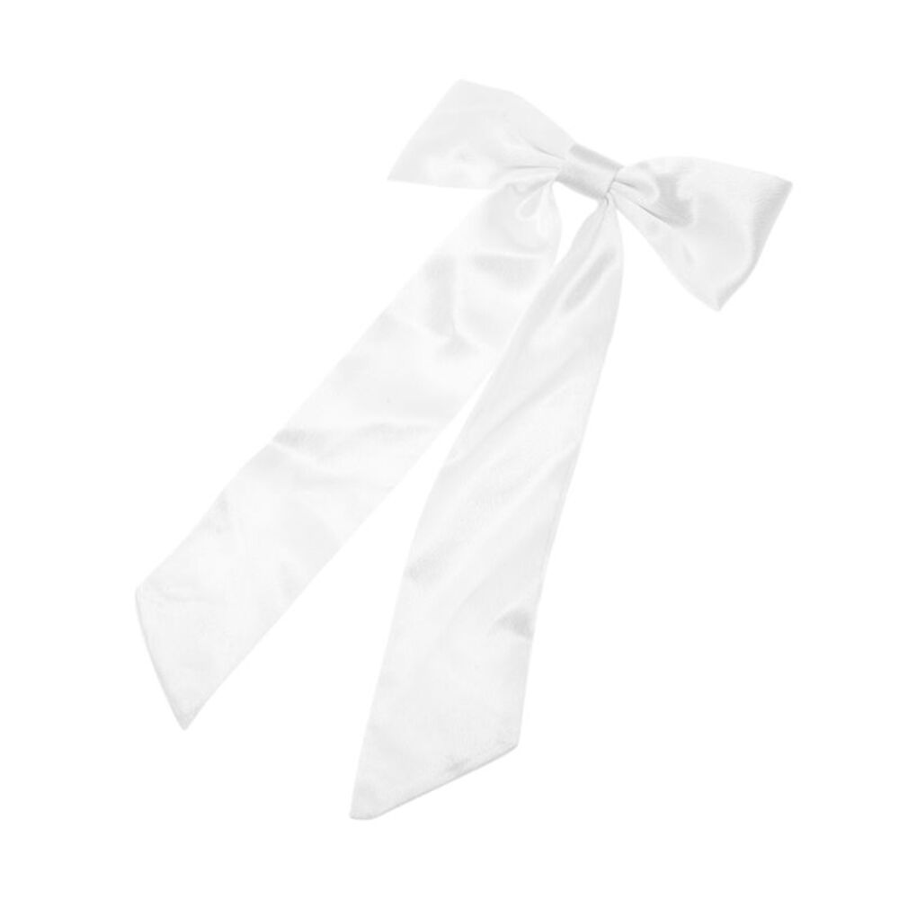 Satin Bow Ribbon Duckbill Hair Clips Hairdo Clip White